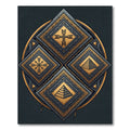 Black and Gold Geometric Diamond Emblem Rug