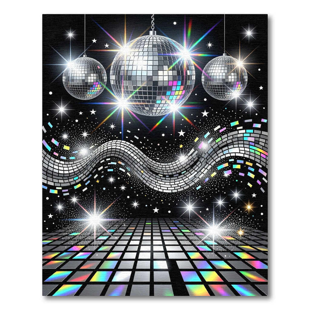 Glittering Disco Ball Retro Wave Rug