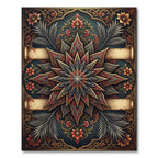 Ornate Crimson Star Floral Medallion Rug