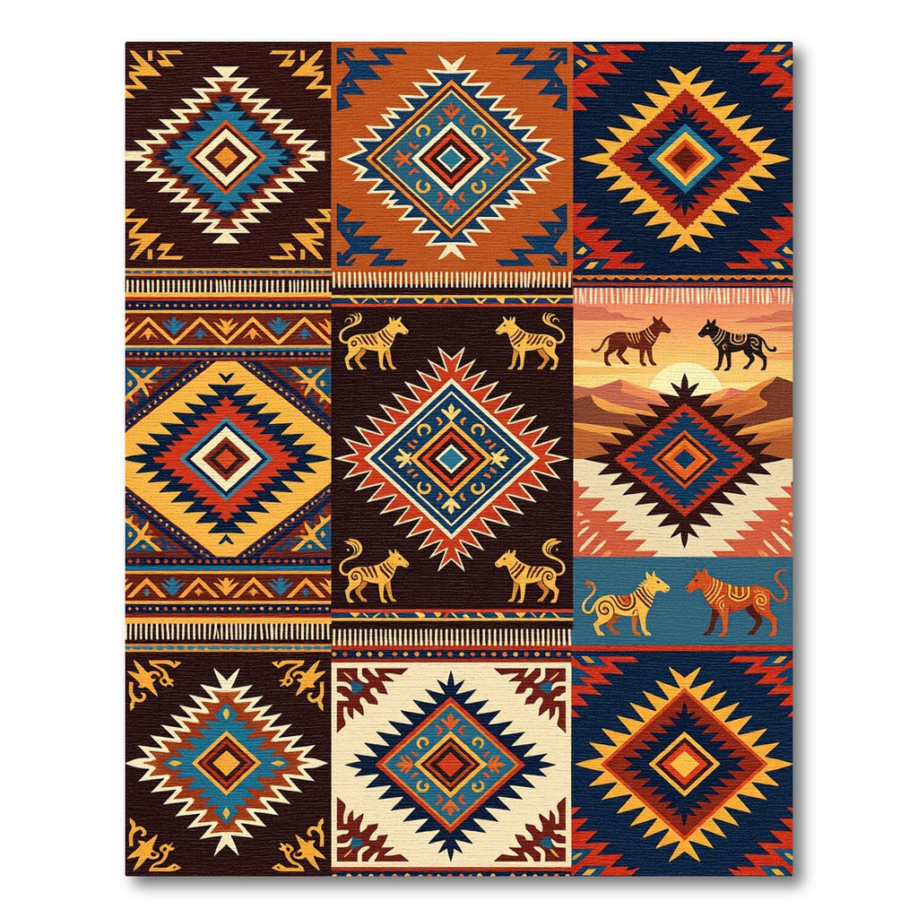 Bold Southwestern Geometric Diamond Earth Tones Rug