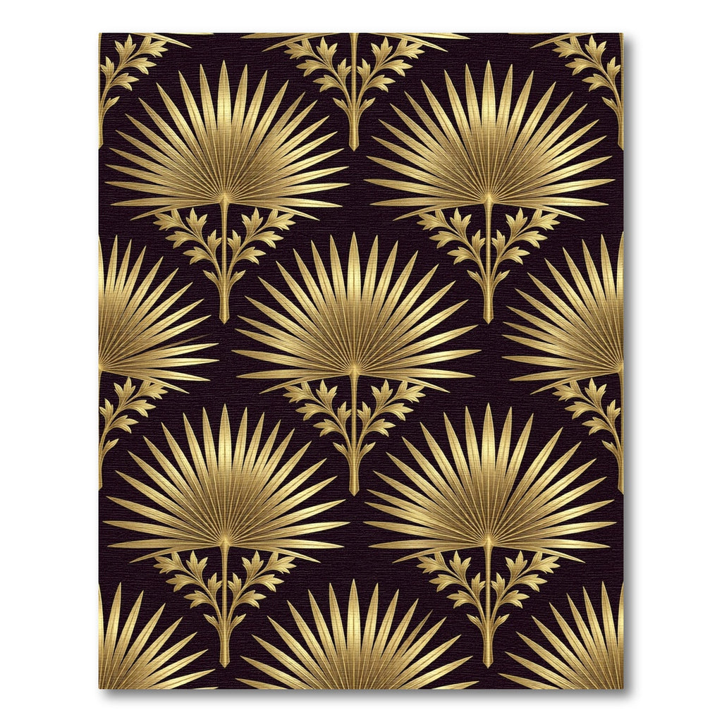 Gold Palm Leaf Art Deco Wallpaper Rug