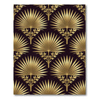 Gold Palm Leaf Art Deco Wallpaper Rug