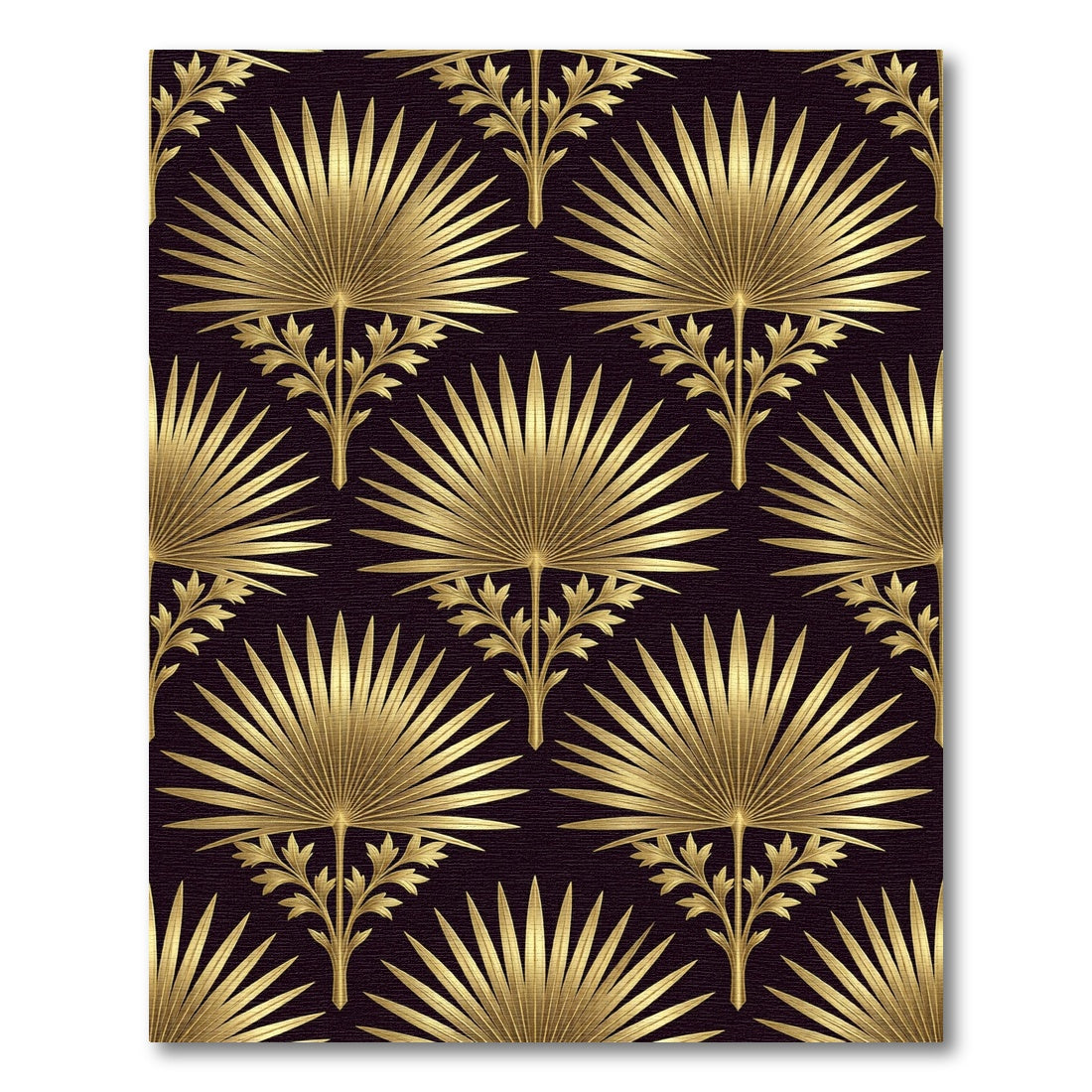 Gold Palm Leaf Art Deco Wallpaper Rug