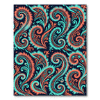 Coral Teal Paisley Swirls Rug