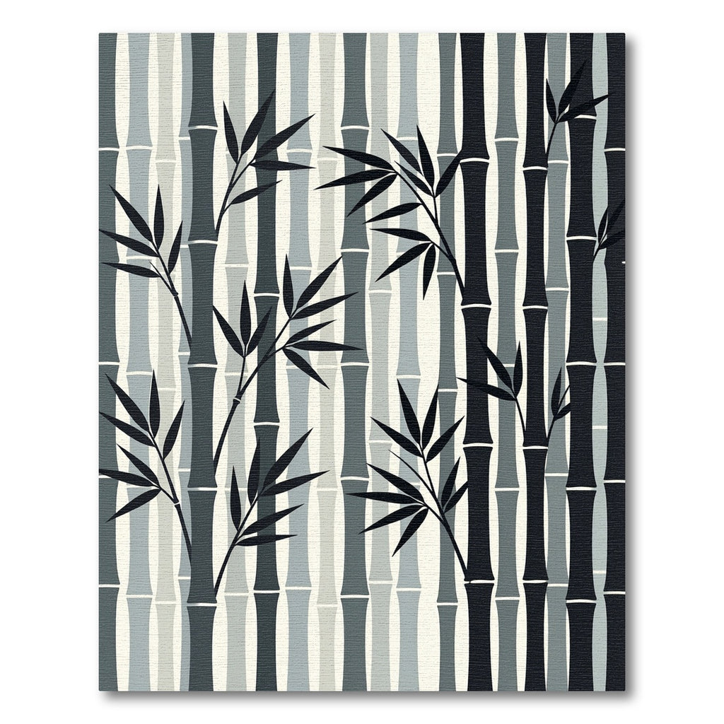 Monochromatic Bamboo Silhouette Stalks Rug