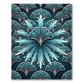 Teal Blue Art Nouveau Fan Splash Rug
