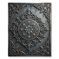Elegant Silver Damask Circular Medallion Rug