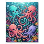 Playful Colorful Octopus Underwater Scene Rug