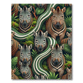 Vibrant Tropical Zebra Jungle Scene Rug