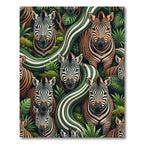 Vibrant Tropical Zebra Jungle Scene Rug