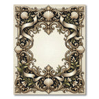 Antique Gold Seashell Scrollwork Frame Rug