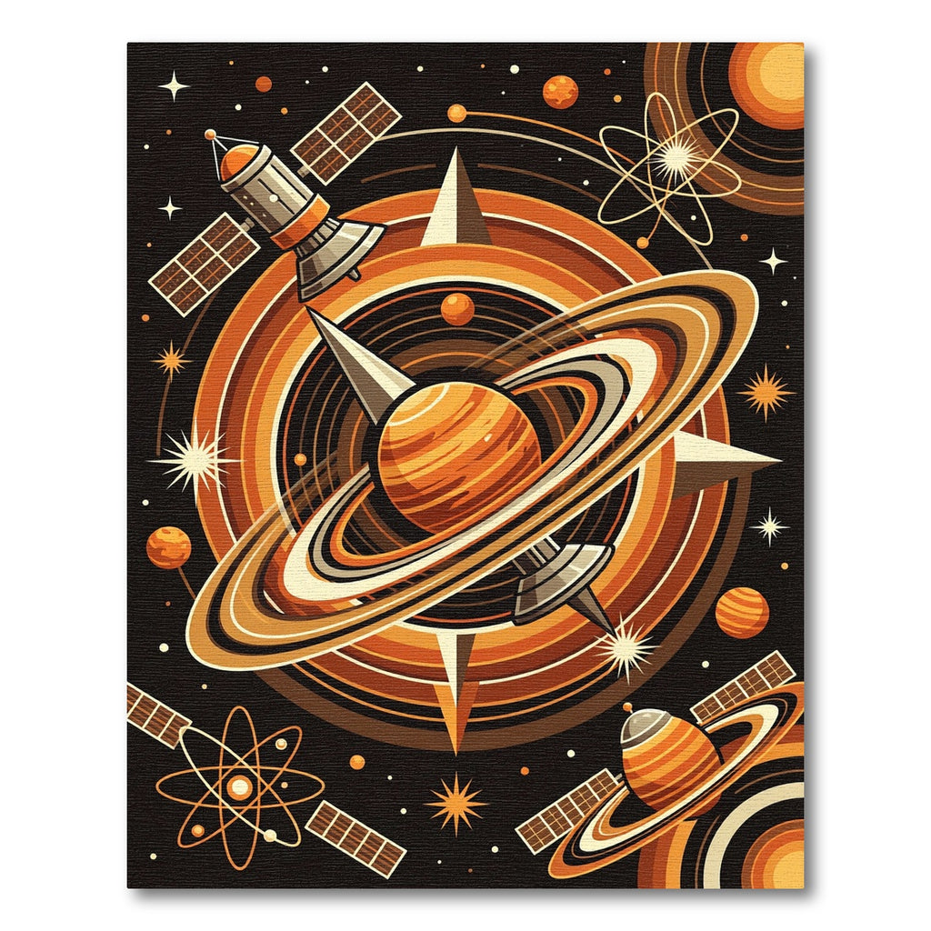 Orange Cosmic Planet Satellite Swirls Rug