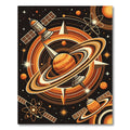 Orange Cosmic Planet Satellite Swirls Rug