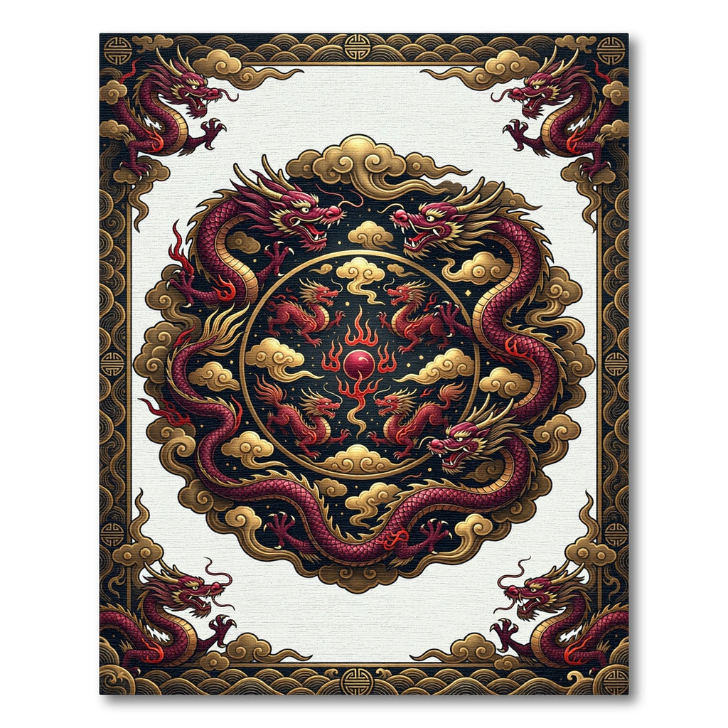 Imperial Crimson Dragon Circular Medallion Rug