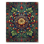 Vibrant Navy Floral Mandala Accent Rug