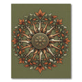 Ornate Sage Green Botanical Sunburst Rug