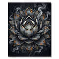 Black Gold Lotus Mandala Smoke Art Rug