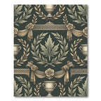Neoclassical Sage Green Leaf Urn Damask Rug