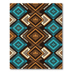 Bold Teal and Ochre Geometric Diamond Rug