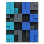 Abstract Blue Gray Cubist Composition Rug