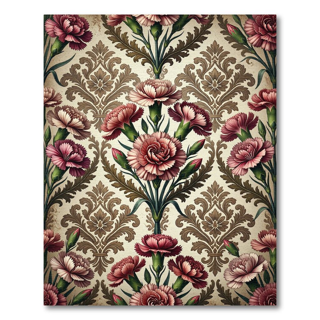 Vintage Dusty Rose Carnation Damask Rug