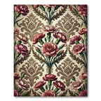Vintage Dusty Rose Carnation Damask Rug