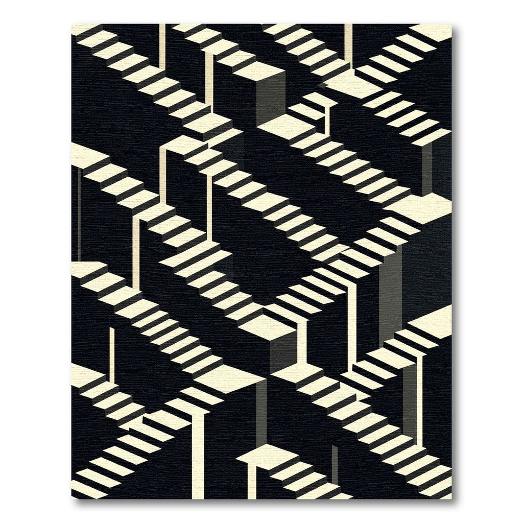Monochromatic Stairway Optical Illusion Rug