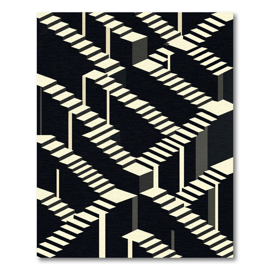 Monochromatic Stairway Optical Illusion Rug