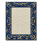 Nautical Blue and Gold Braided Border Rug
