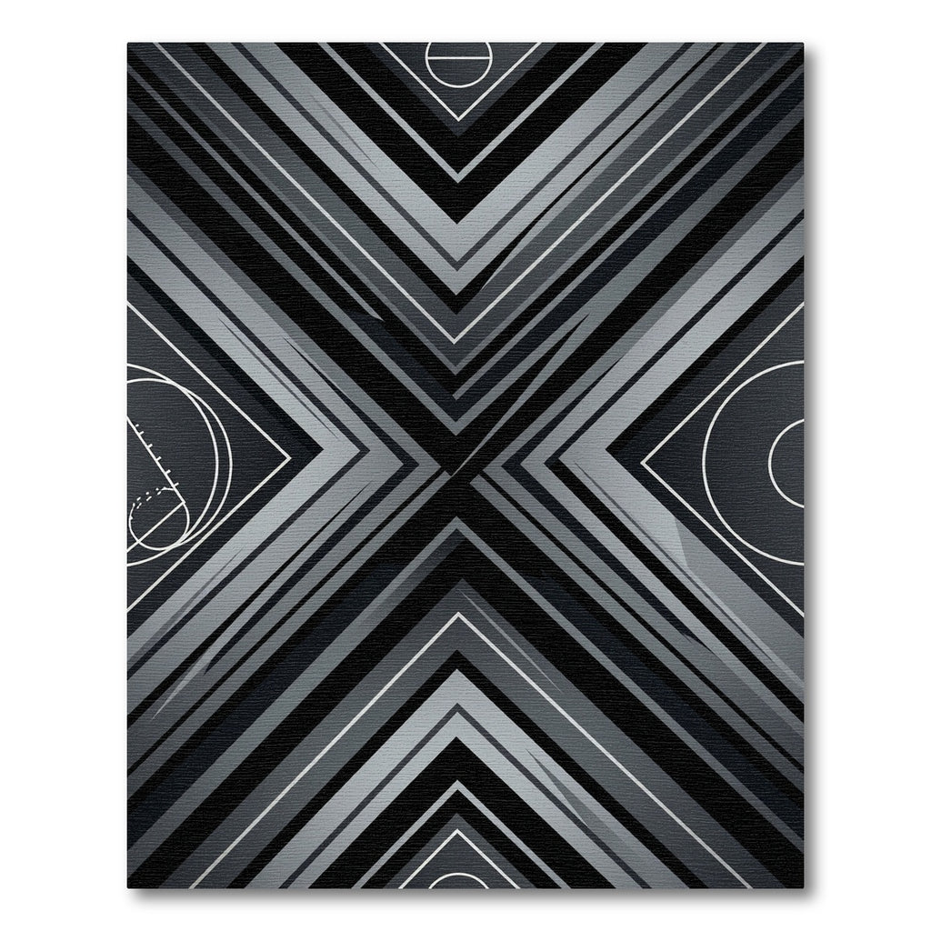 Monochromatic Geometric Abstract Angular Dark Artwork Rug