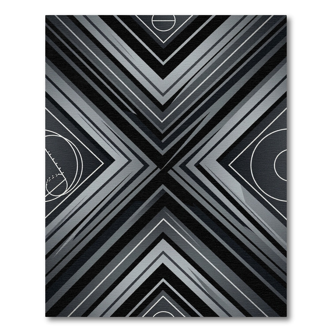 Monochromatic Geometric Abstract Angular Dark Artwork Rug