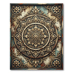 Ornate Golden Mandala Medallion Pattern Rug