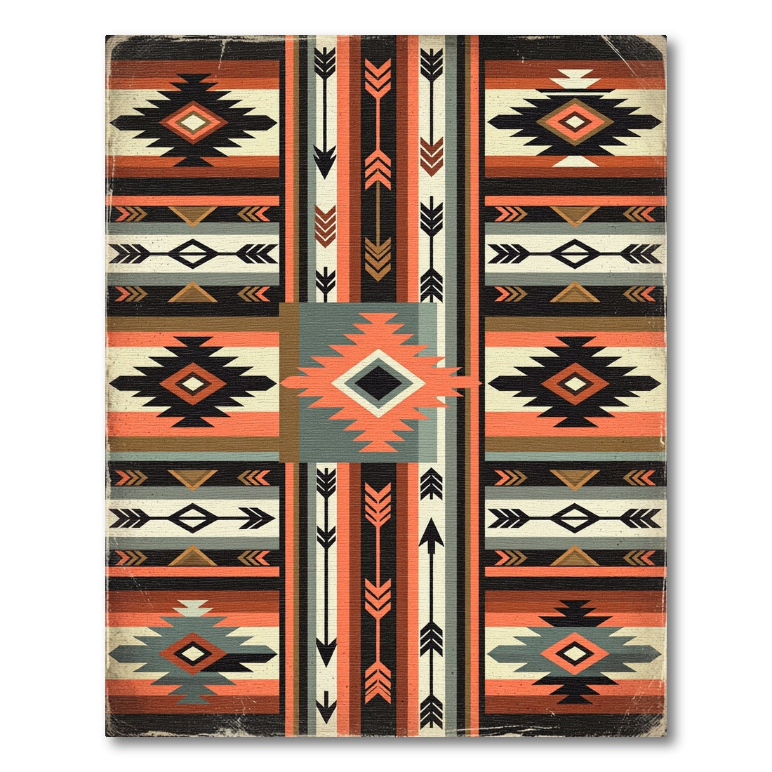 Earthy Southwestern Geometric Arrow Tribal Rug
