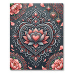 Coral Pink Mandala Heart Bloom Rug
