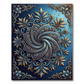 Elegant Navy Gold Spiral Floral Medallion Rug