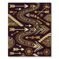 Golden Arrows and Geometric Staircase Art Rug