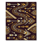 Golden Arrows and Geometric Staircase Art Rug
