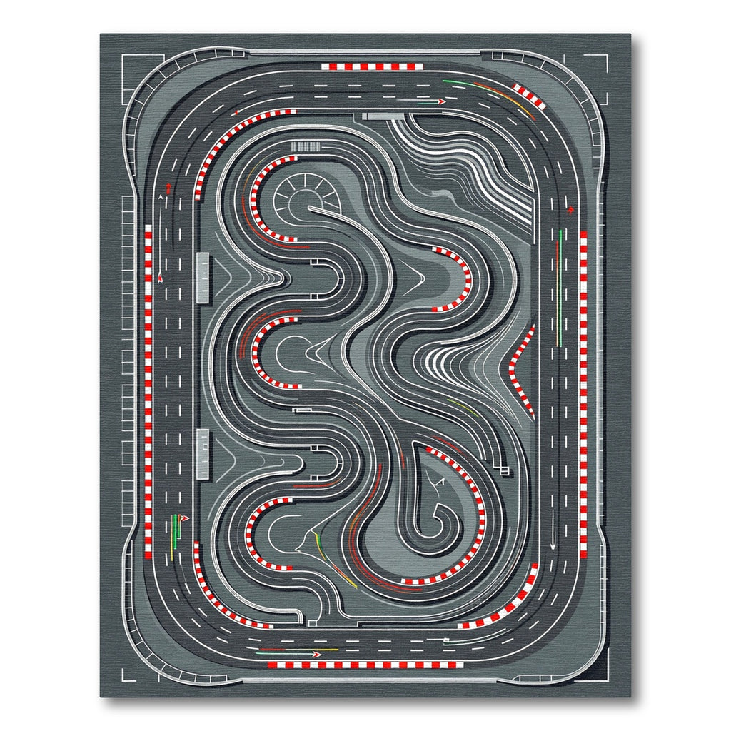 Abstract Monochrome Racetrack Circuit Grid Rug