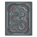 Abstract Monochrome Racetrack Circuit Grid Rug