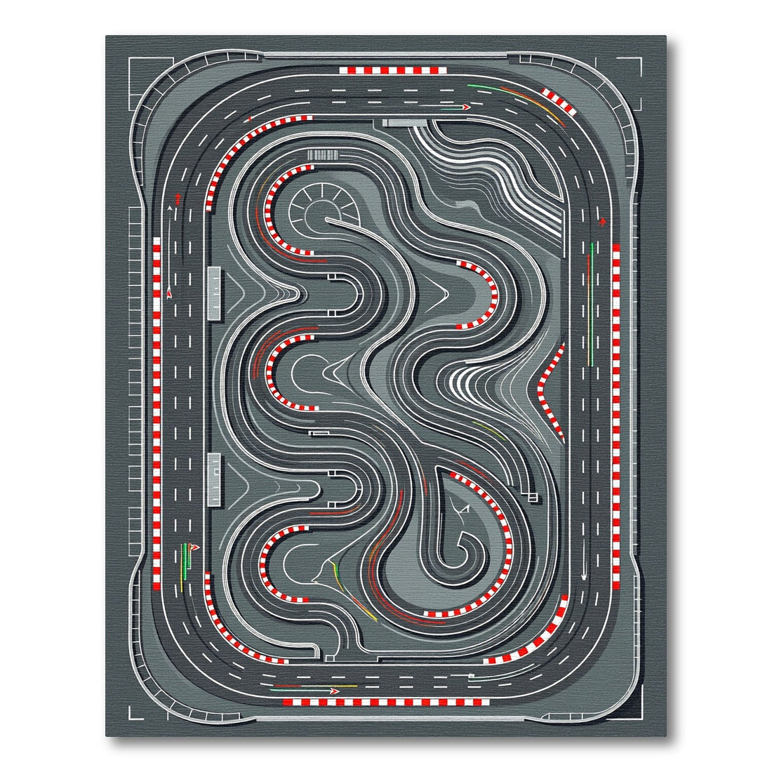 Abstract Monochrome Racetrack Circuit Grid Rug