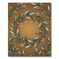 Brown Olive Branch Wreath Rug