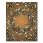 Brown Olive Branch Wreath Rug