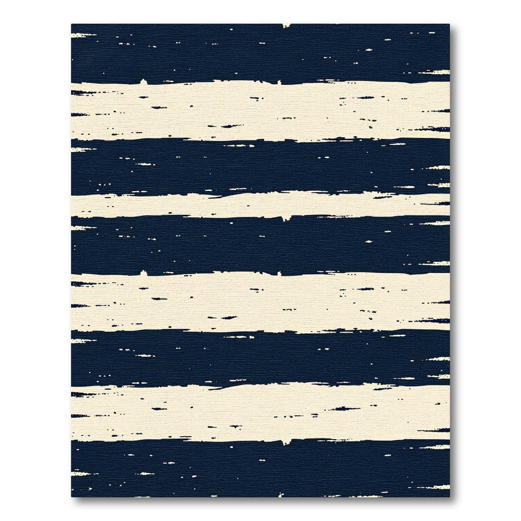 Navy Blue Distressed Horizontal Stripe Rug