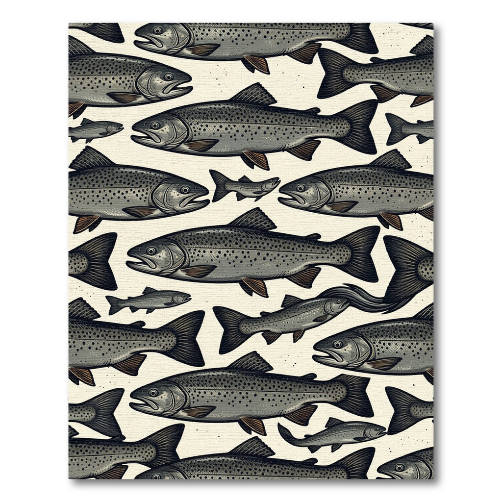 Vintage Speckled Trout School Illustration Rug