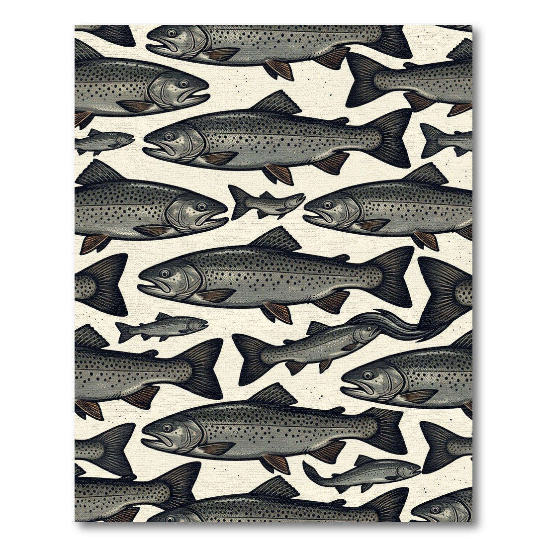 Vintage Speckled Trout School Illustration Rug