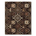 Rich Brown Geometric Arabesque Medallion Rug