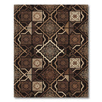 Rich Brown Geometric Arabesque Medallion Rug