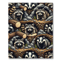 Woodland Raccoon Forest Creatures Earthy Tones Rug