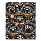 Woodland Raccoon Forest Creatures Earthy Tones Rug