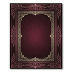 Ornate Crimson Baroque Filigree Frame Rug